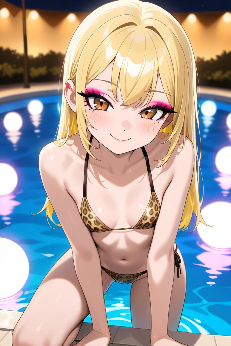 金髪貧乳ギャル水着
