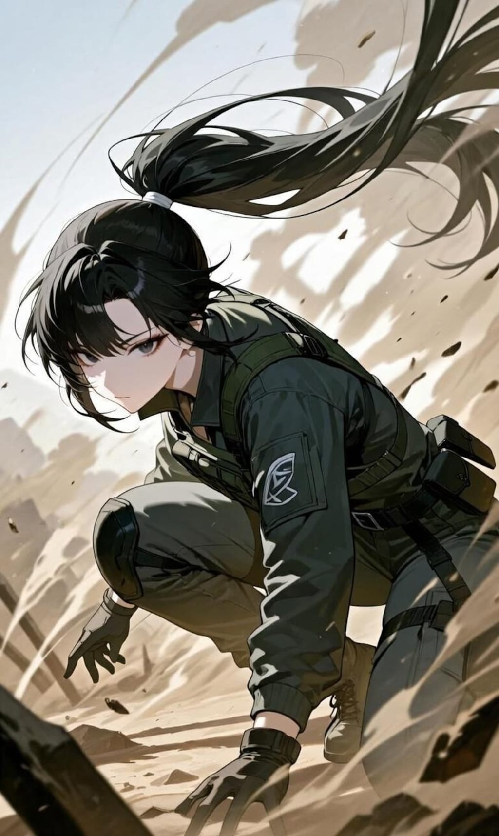 砂塵に舞う黒髪