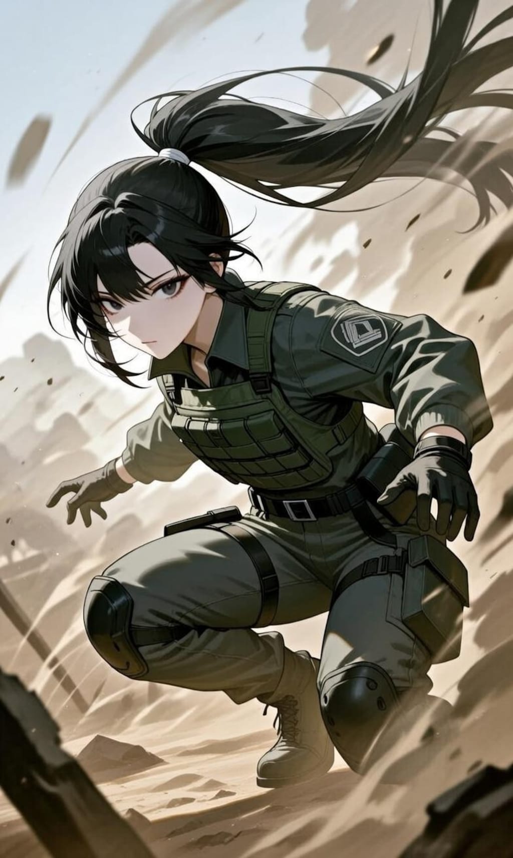 砂塵に舞う黒髪