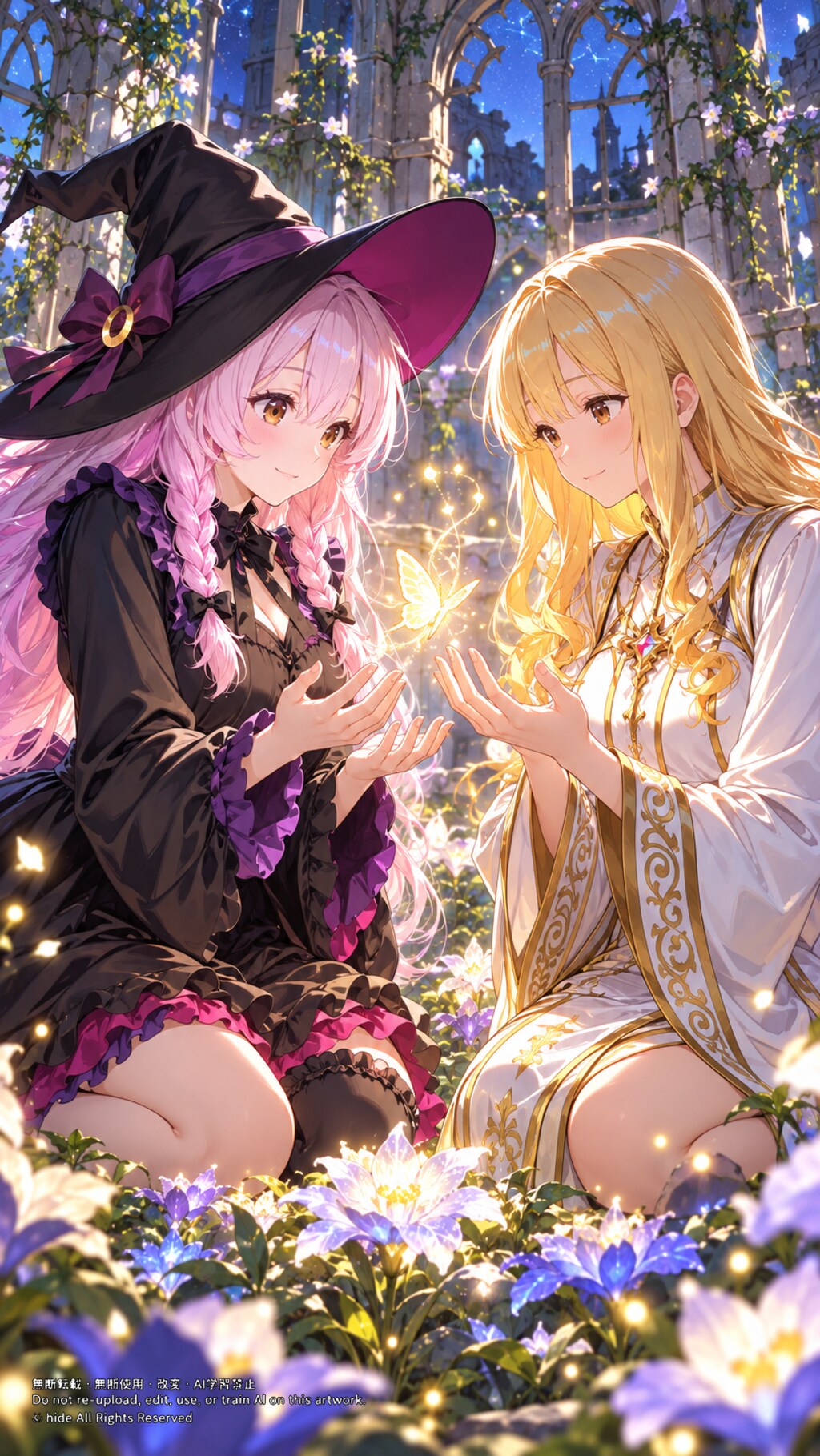 ✨ セラフィーナさんとエリシアさん、花の光に包まれて