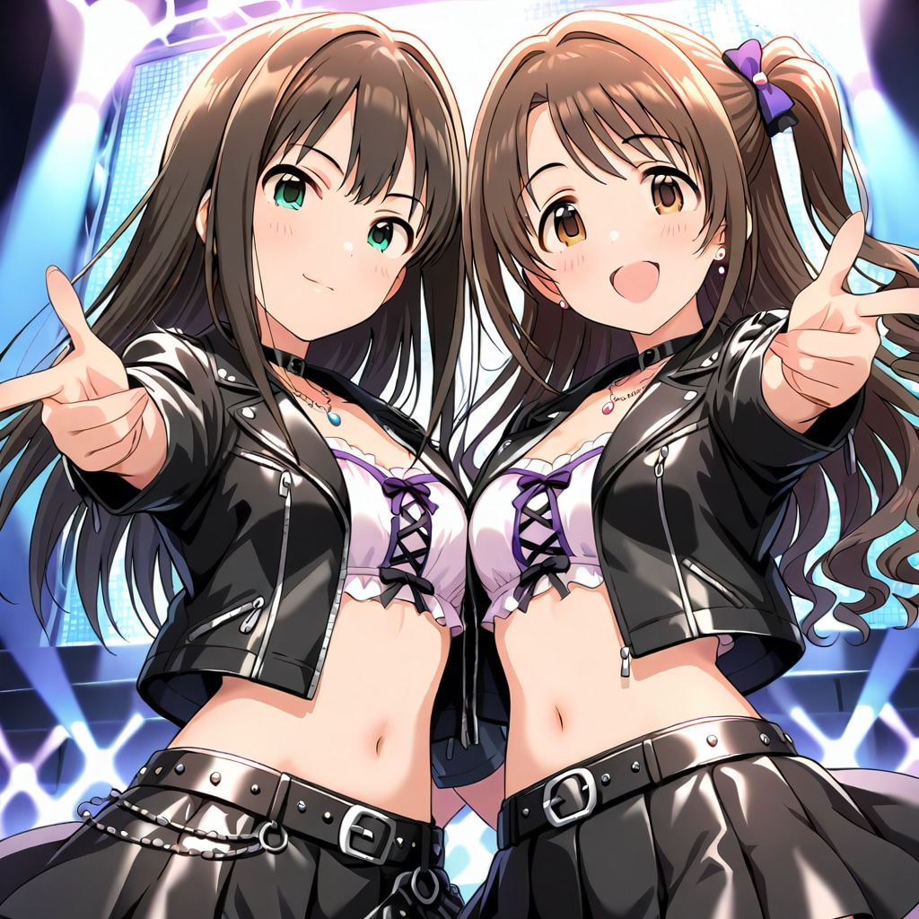 レザー着用の島村卯月&渋谷凛 | の人気AIイラスト・グラビア