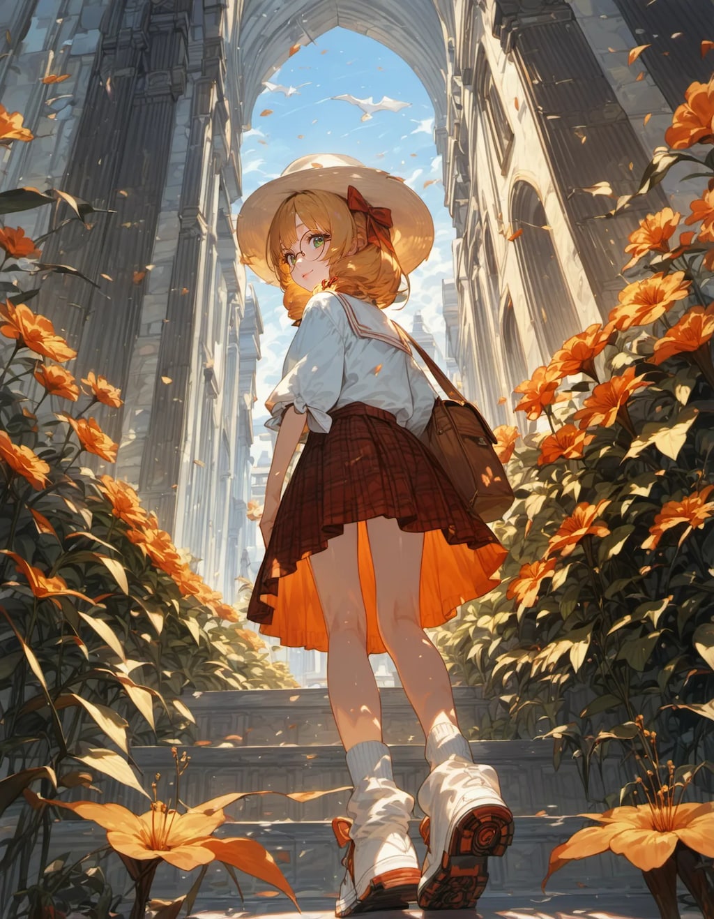 Walking Through Golden Petals