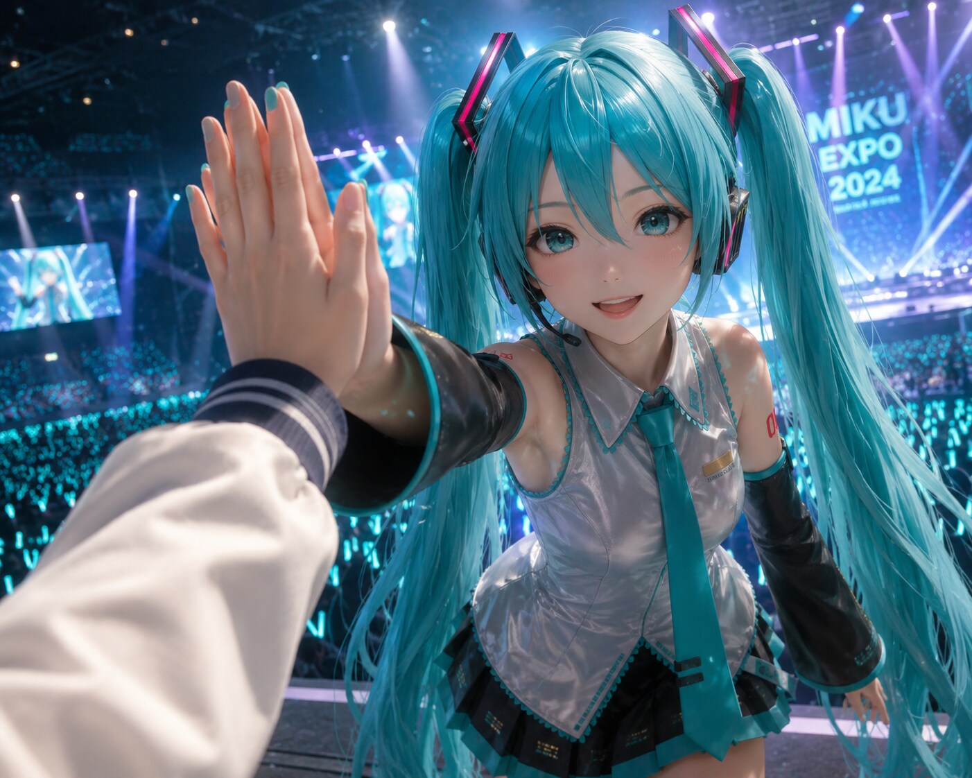 ミクさんとハイタッチ