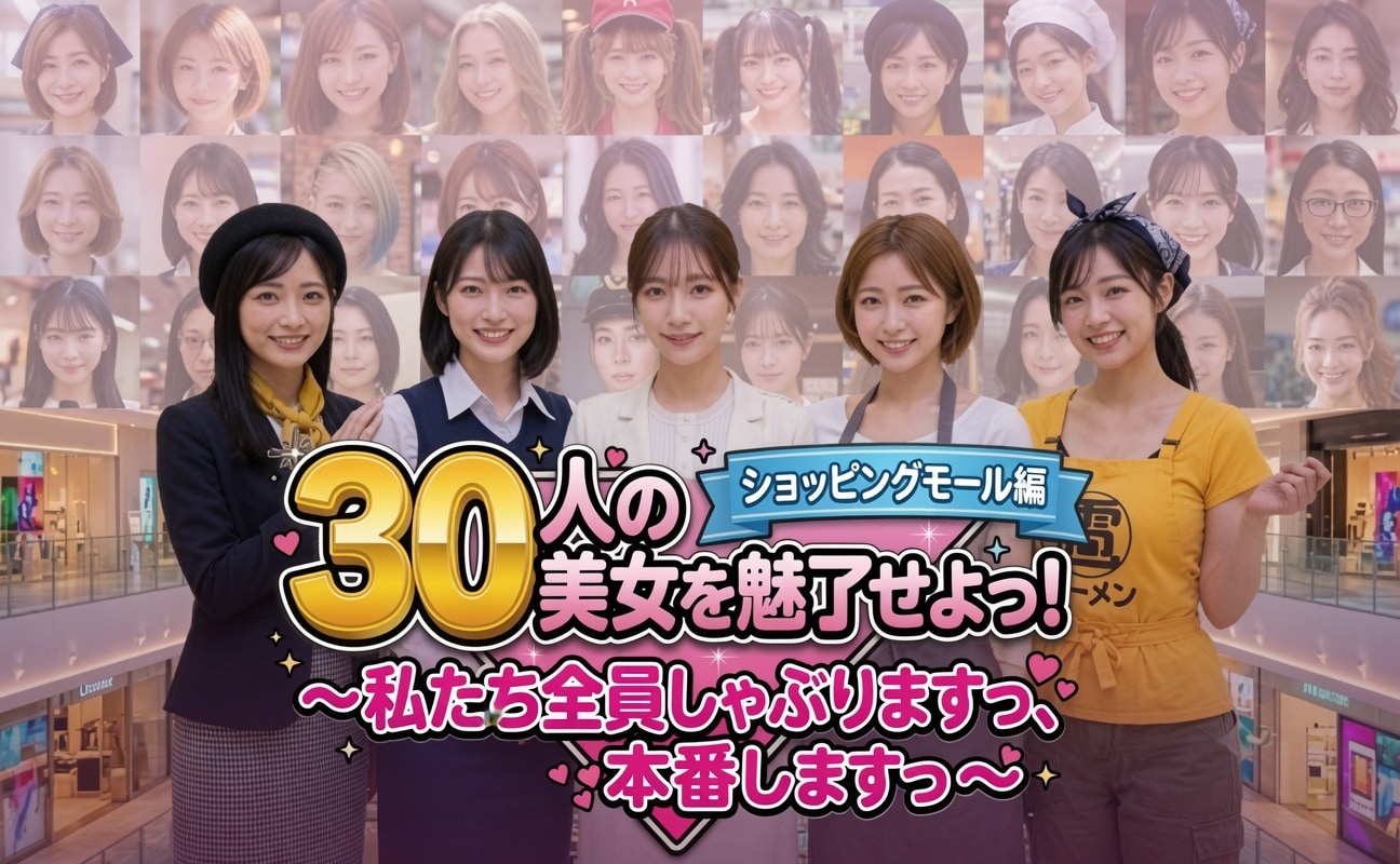 30人の美女を魅了せよ！ ショッピングモール編 〜私たち全員しゃぶりますっ、本番しますっ〜