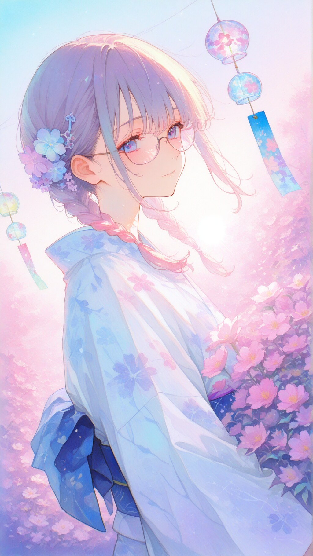 風鈴と浴衣の少女