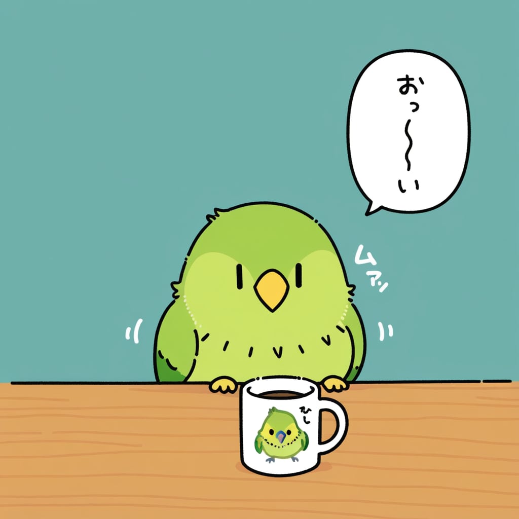 喋るインコマグカップ販売中