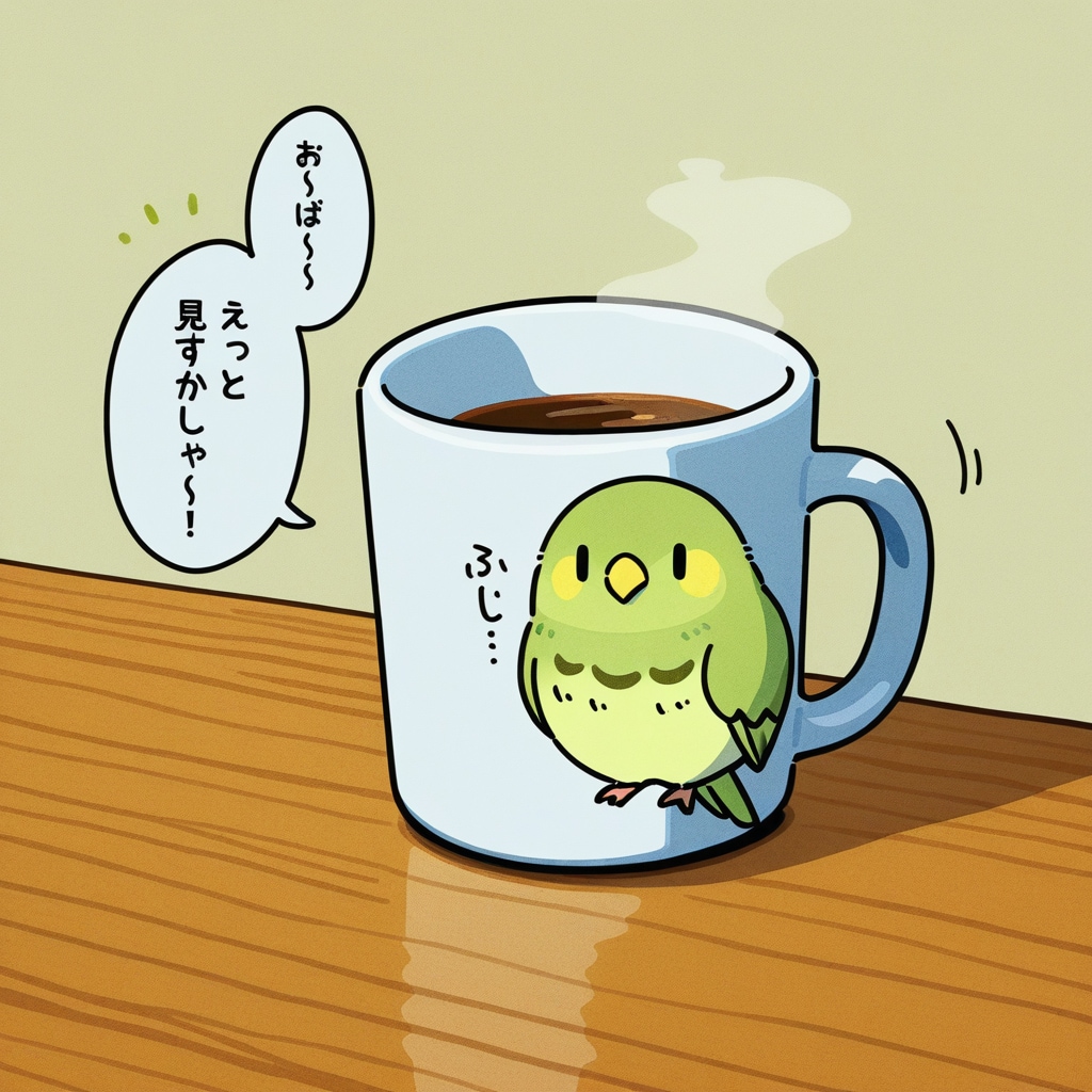 喋るインコマグカップ販売中