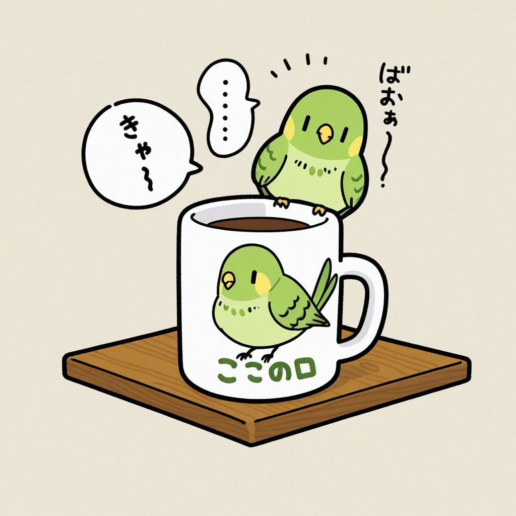 喋るインコマグカップ販売中