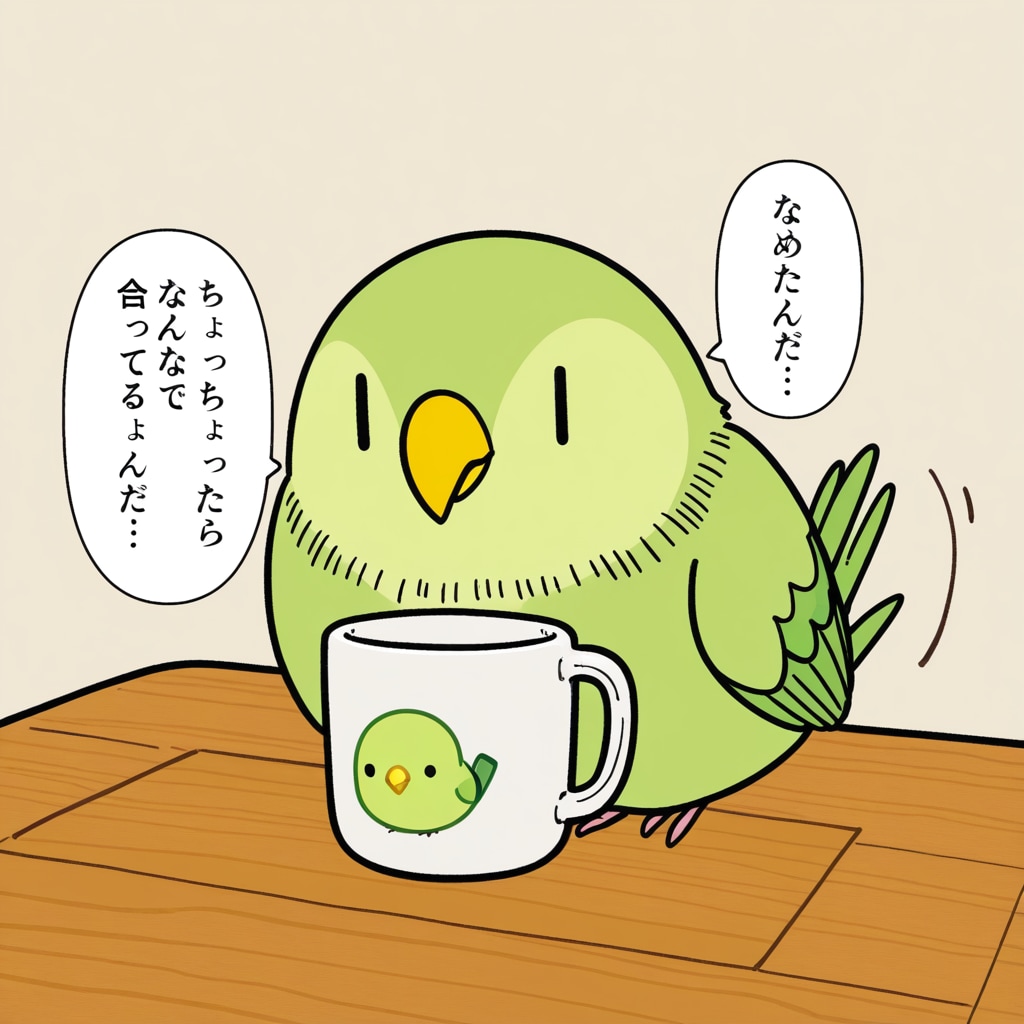 喋るインコマグカップ販売中