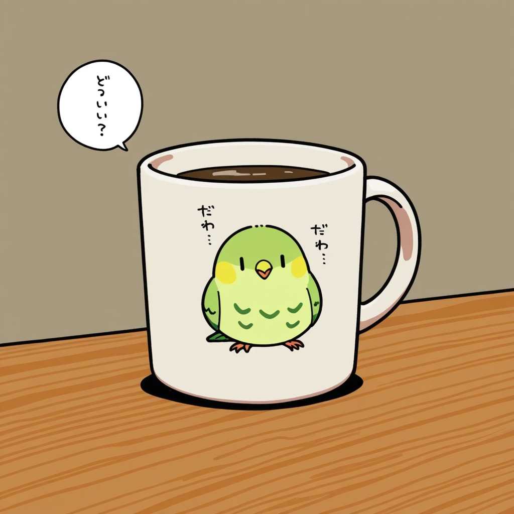 喋るインコマグカップ販売中