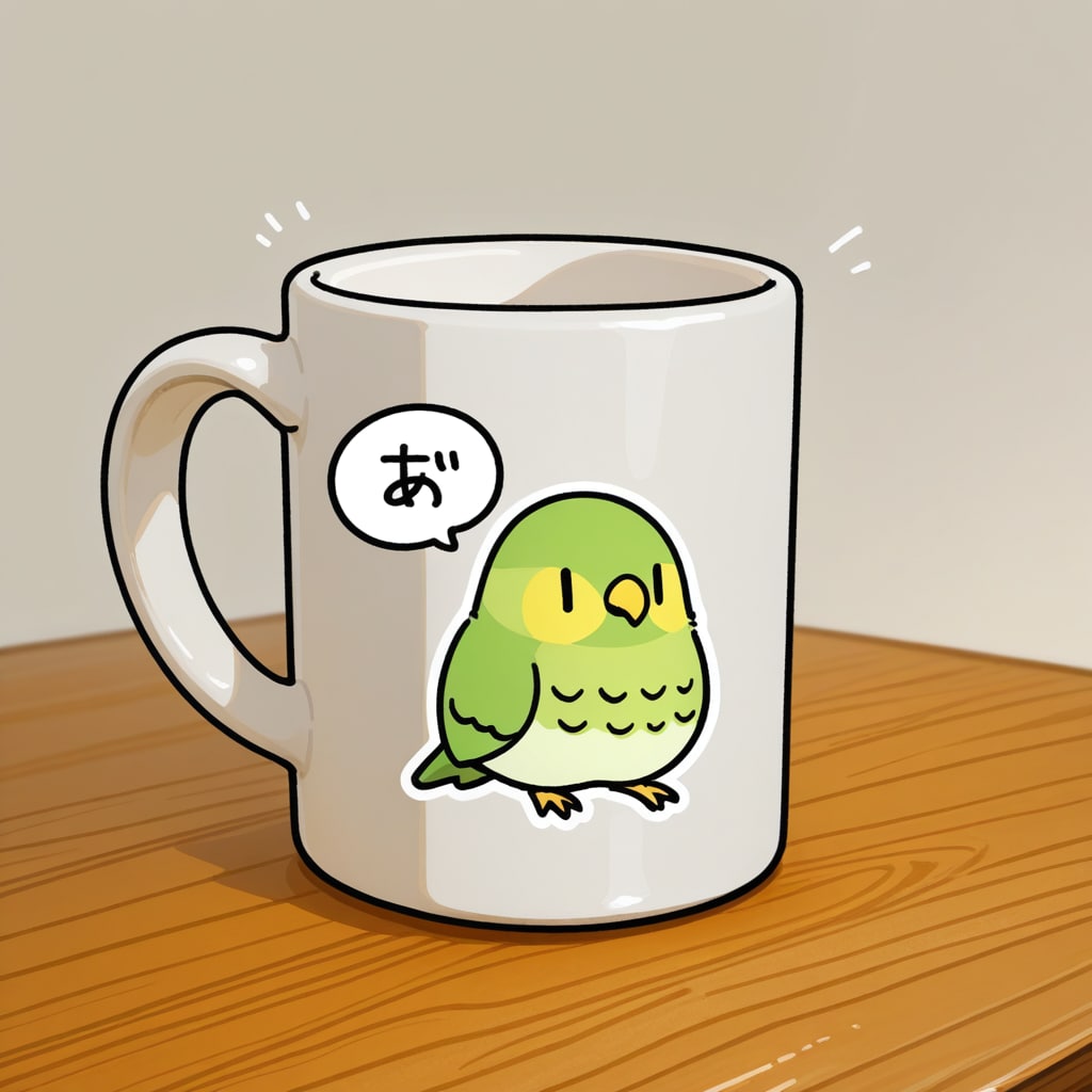 喋るインコマグカップ販売中