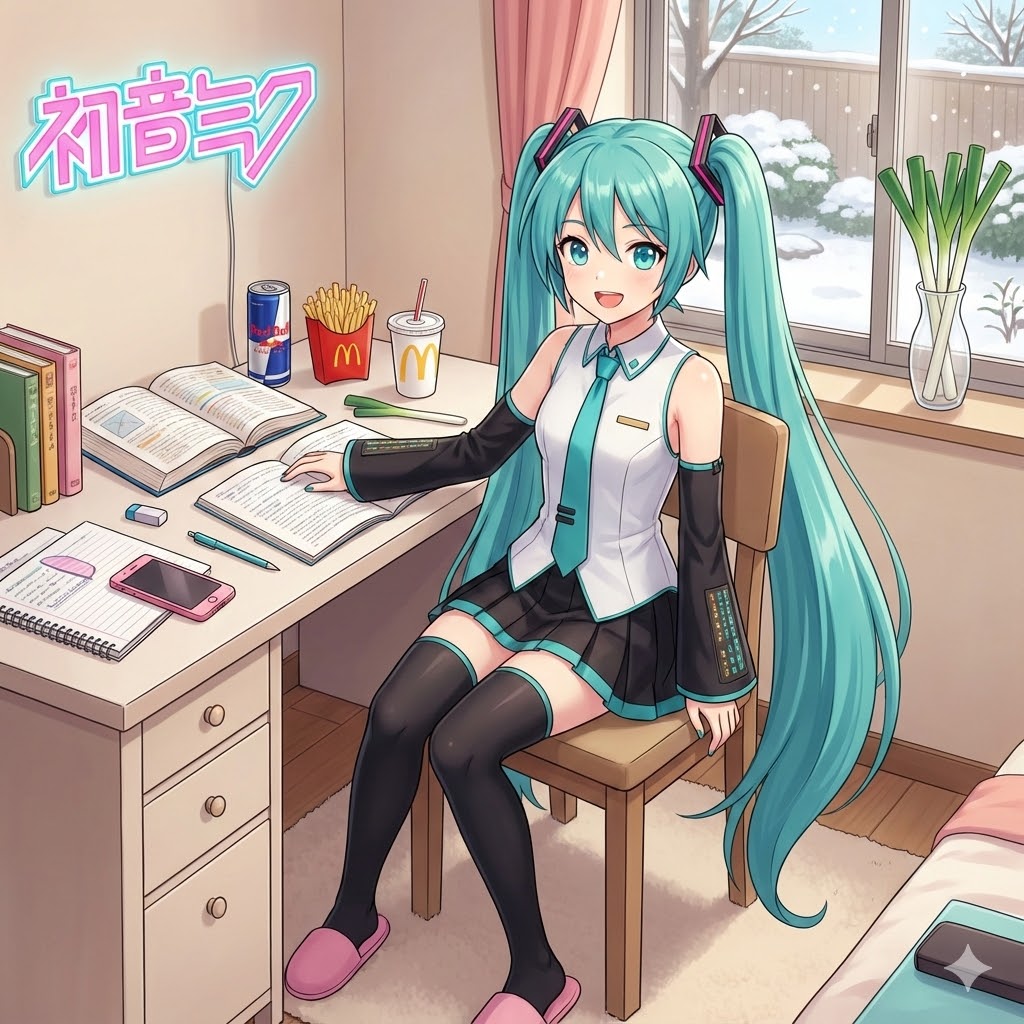 冬休みの宿題をするミクさん | の人気AIイラスト・グラビア