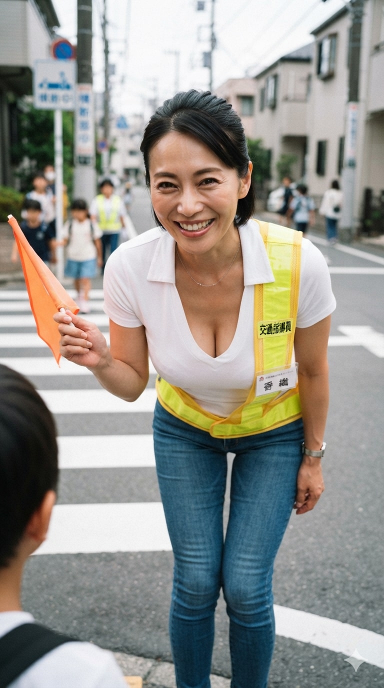 近所のママさんと一緒に朝の交通誘導をした話