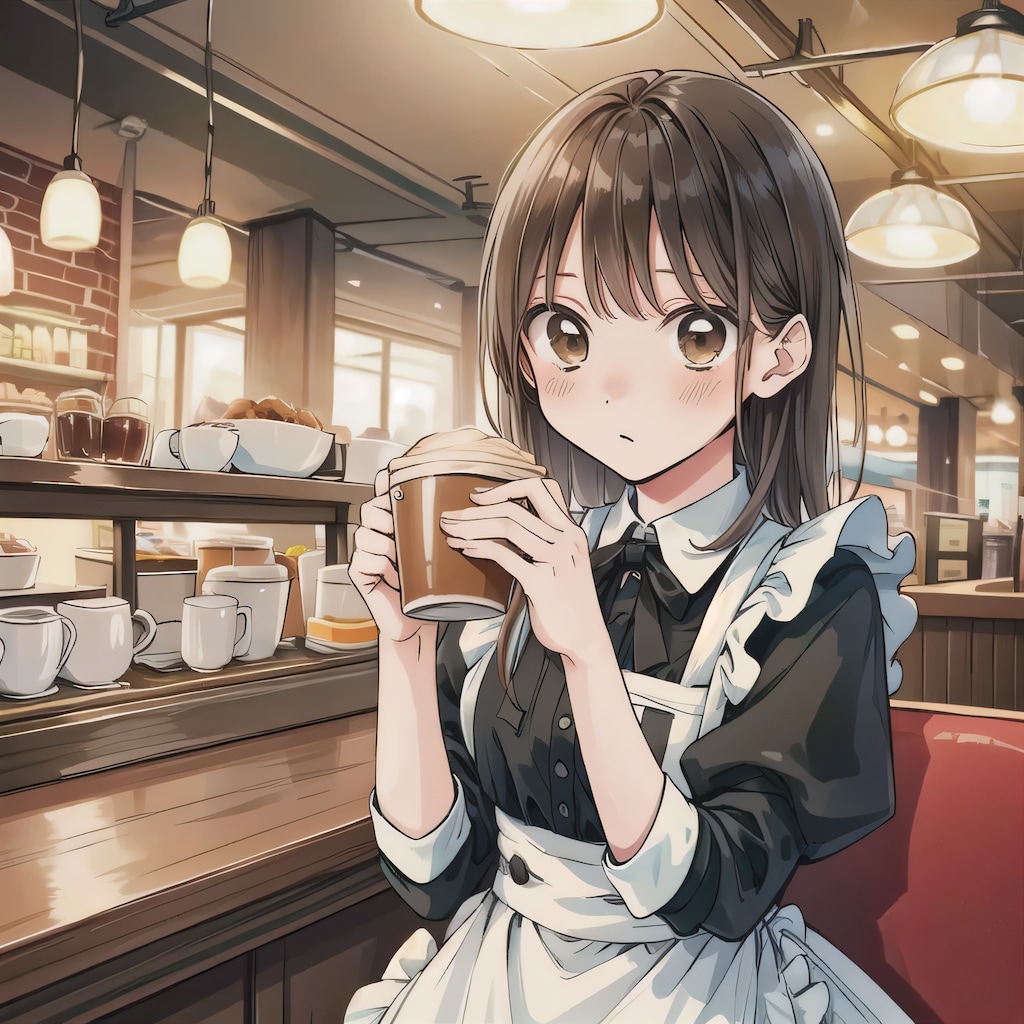 茶髪ボブでカフェの少女７