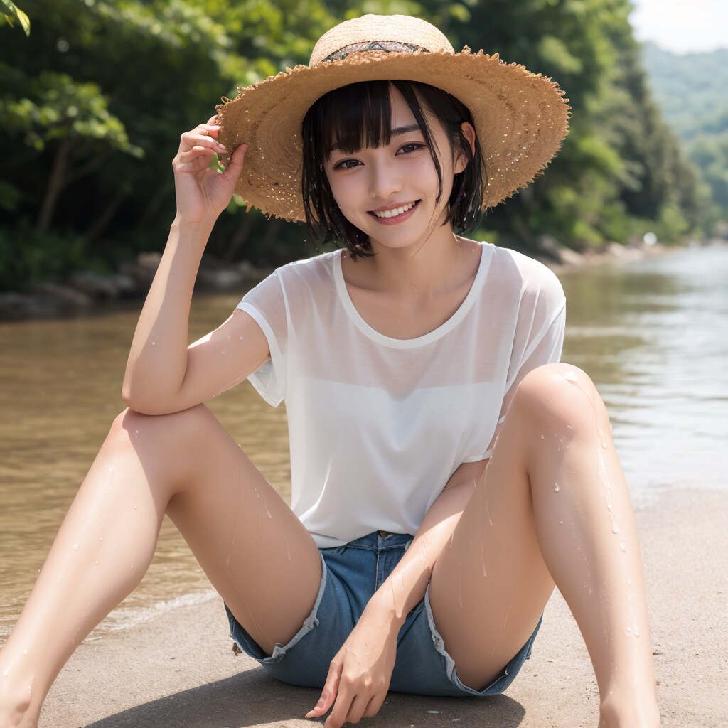 【12枚】夏休みで川遊び