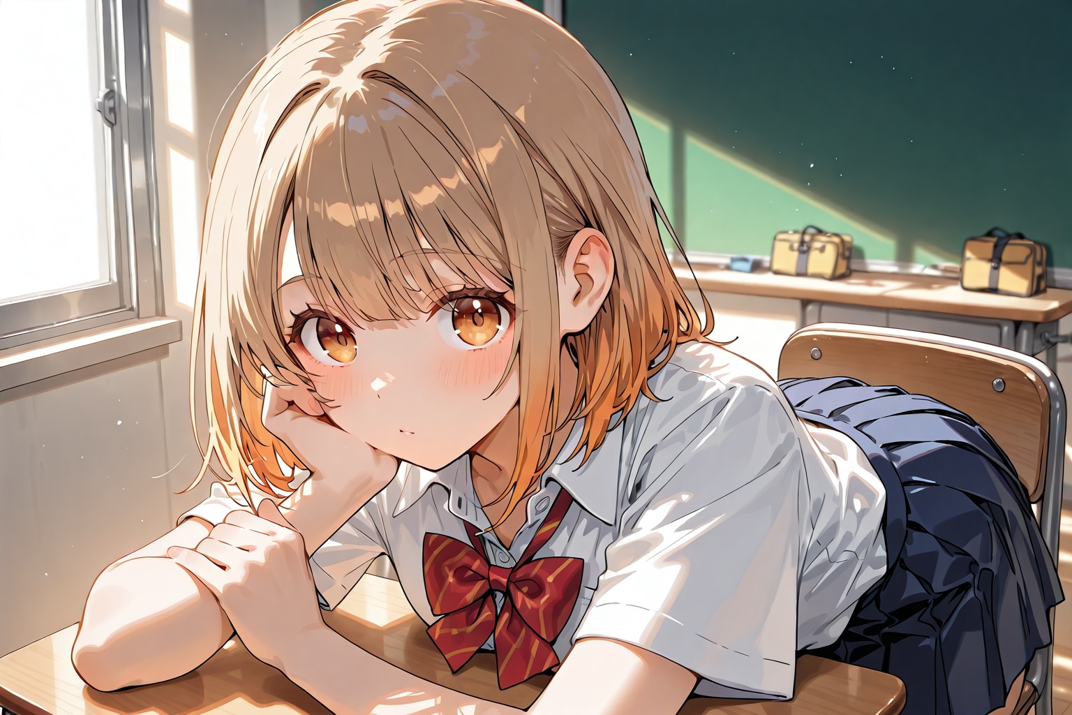 茶髪美少女 着席 | の人気AIイラスト・グラビア