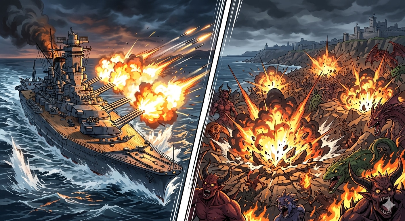 戦艦による艦砲射撃 | の人気AIイラスト・グラビア