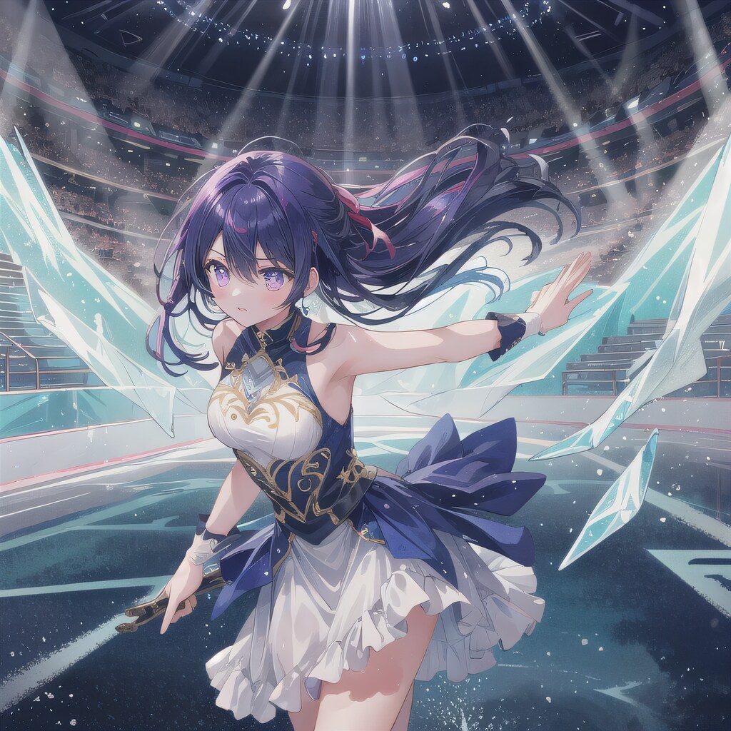 紫髪ロングでアイススケートの少女３