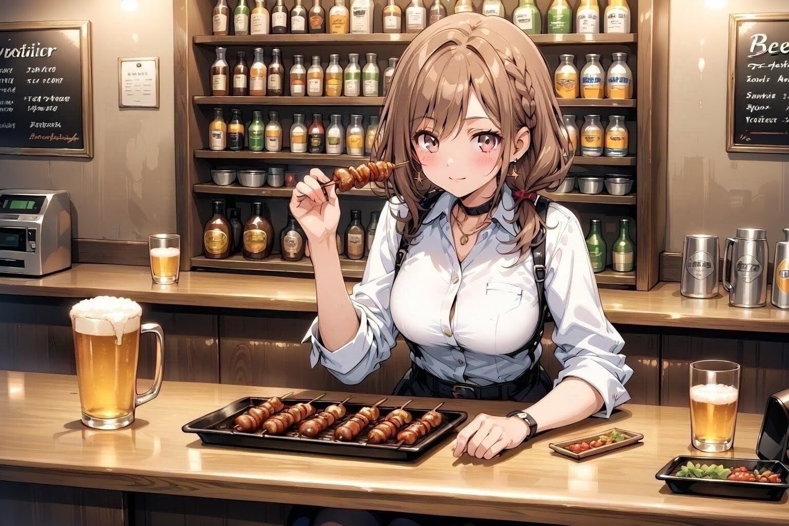 焼き鳥とビール | の人気AIイラスト・グラビア