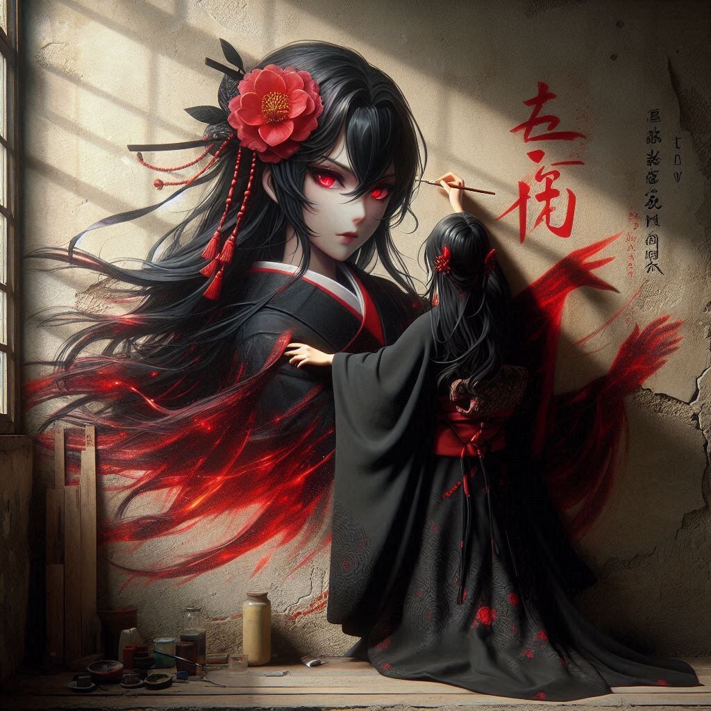 壁アートのツバキさん