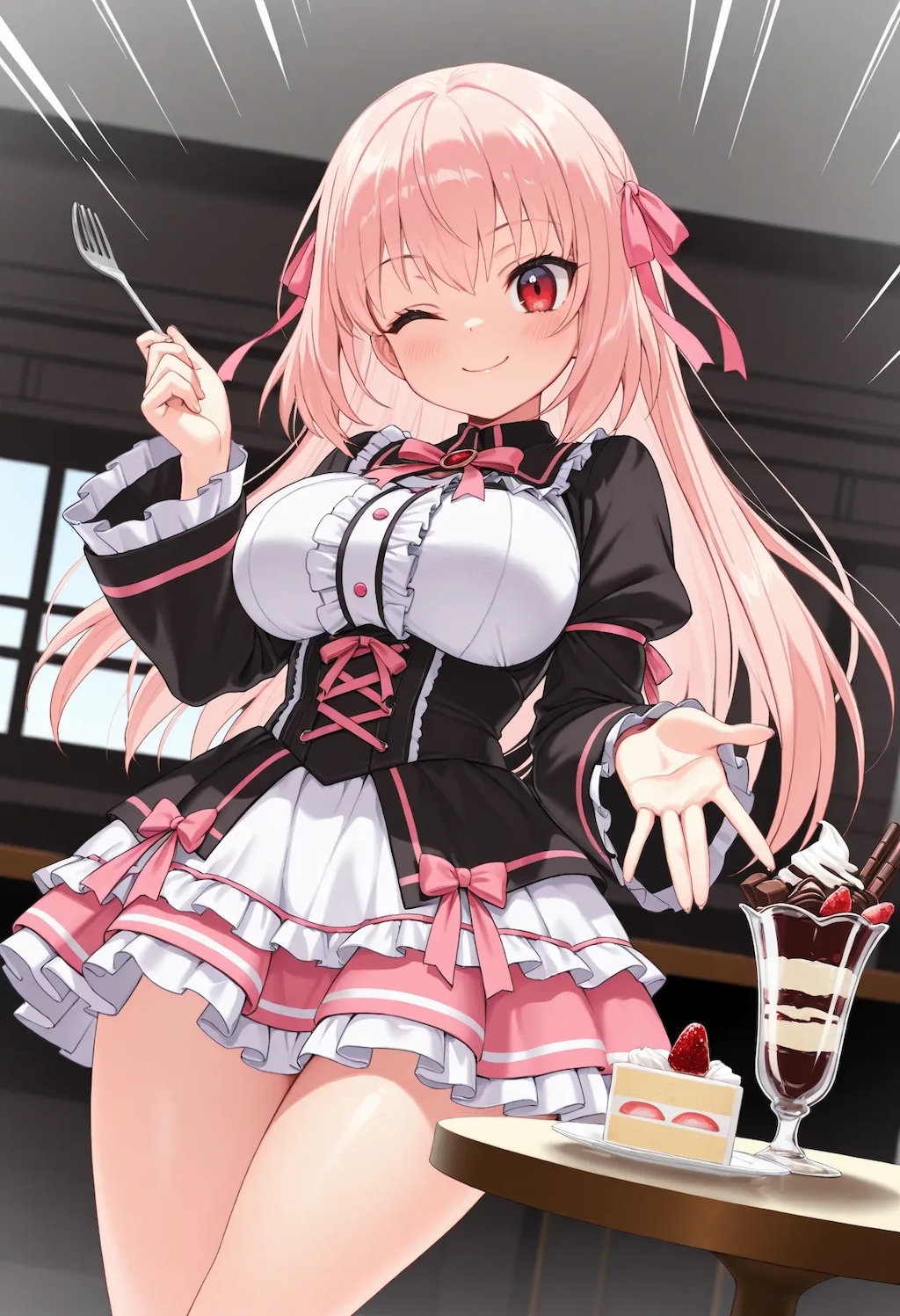 スイーツ大好き💓 ピンクゴスロリ少女