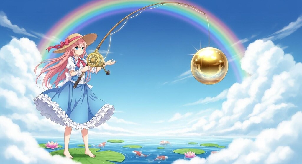 光り輝くつるつるの黄金の玉を釣る