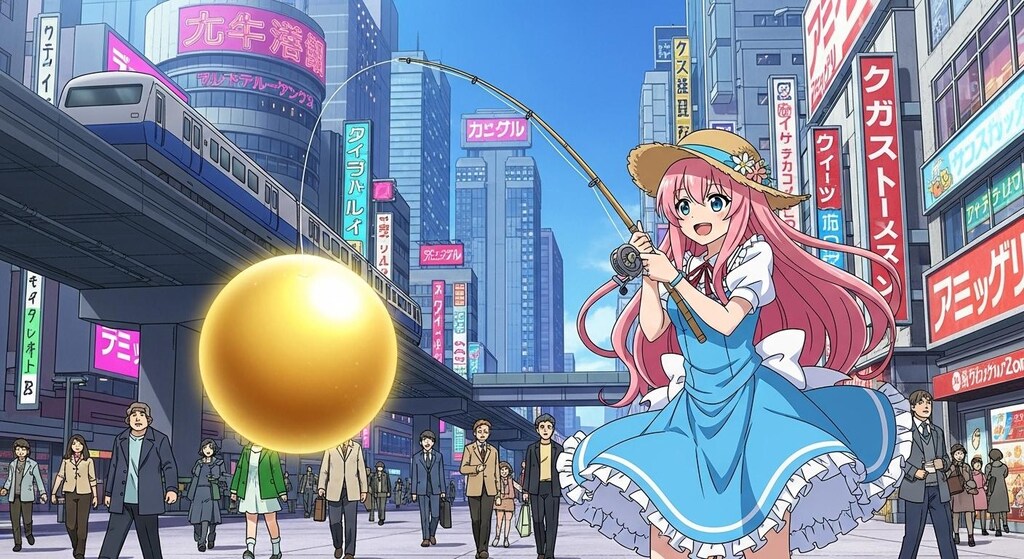 光り輝くつるつるの黄金の玉を釣る