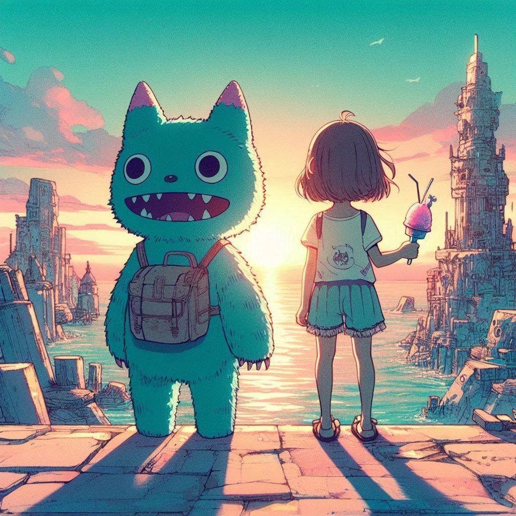 夕暮れの二つの影