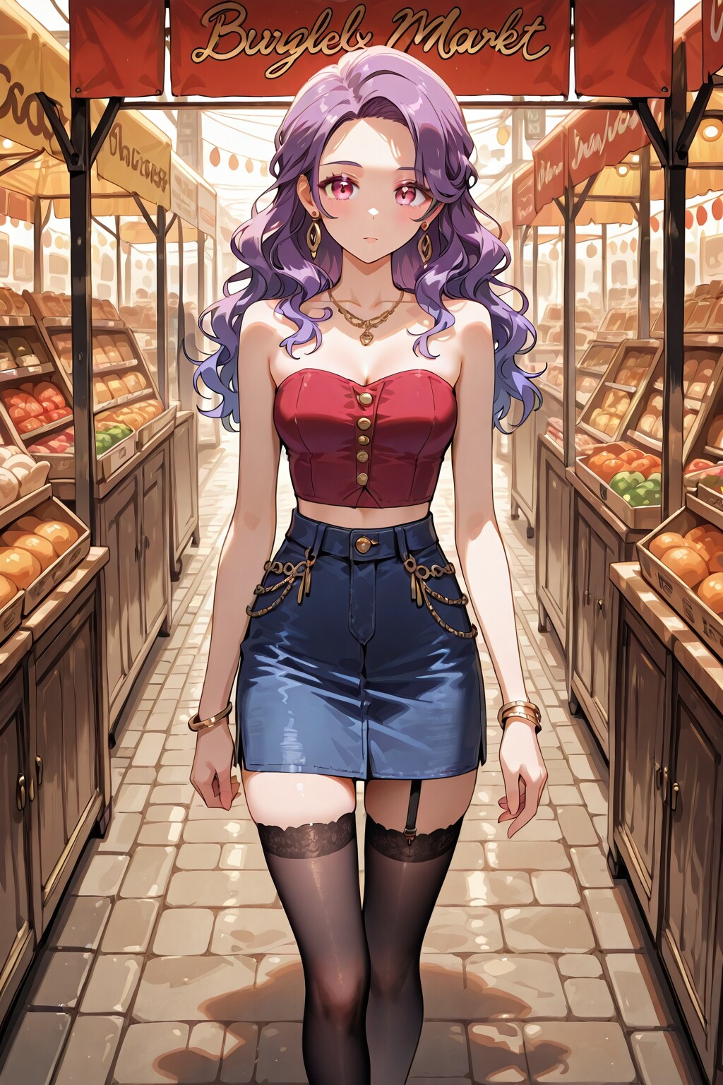 市場を見物する少女