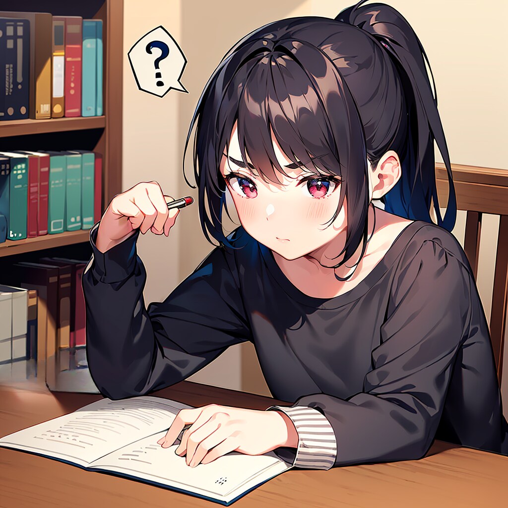 宿題を頑張る妹