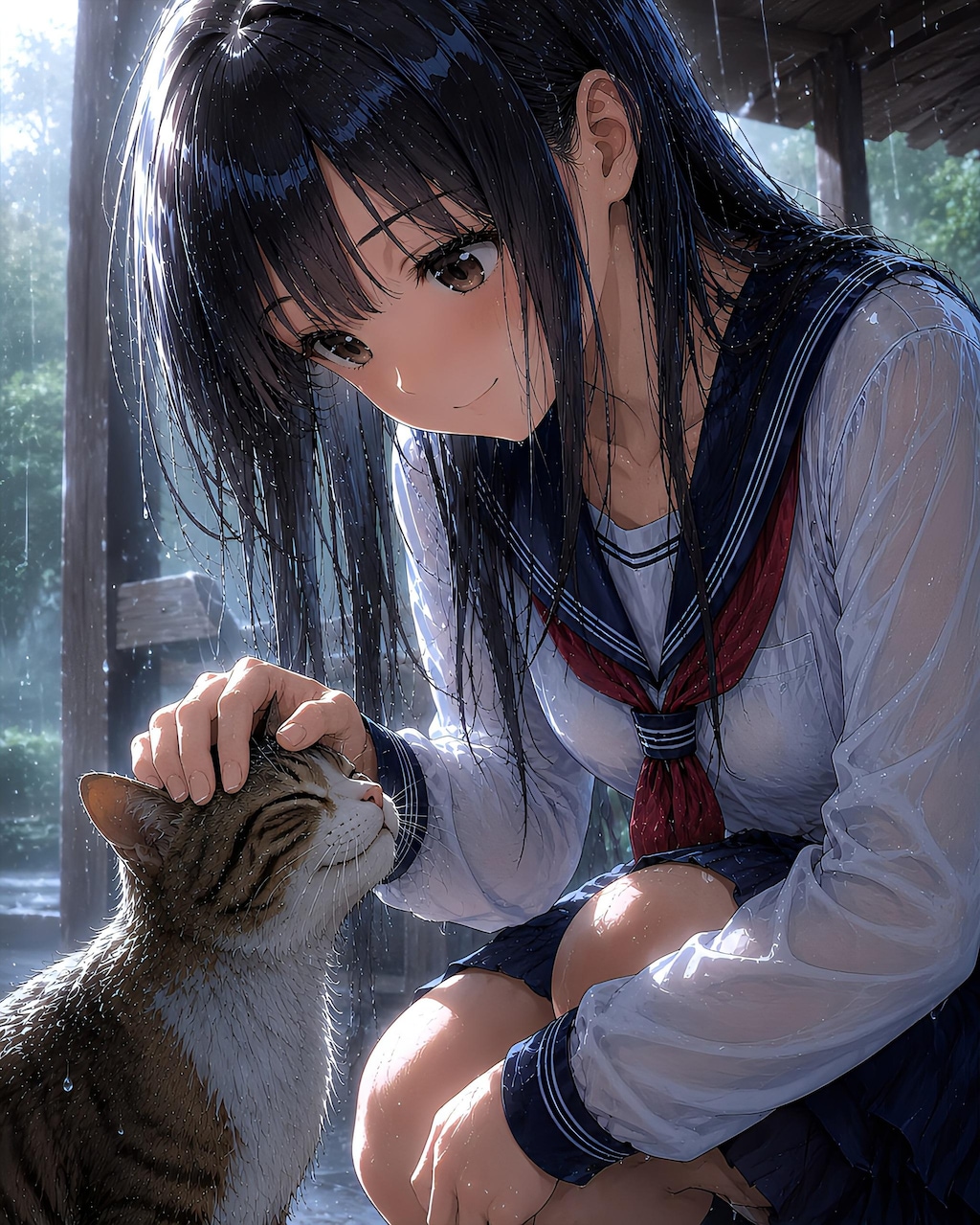 ♀️キミも雨宿り？