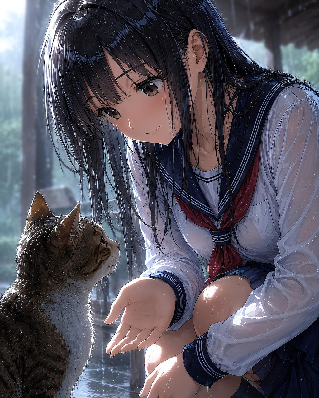 ♀️キミも雨宿り？