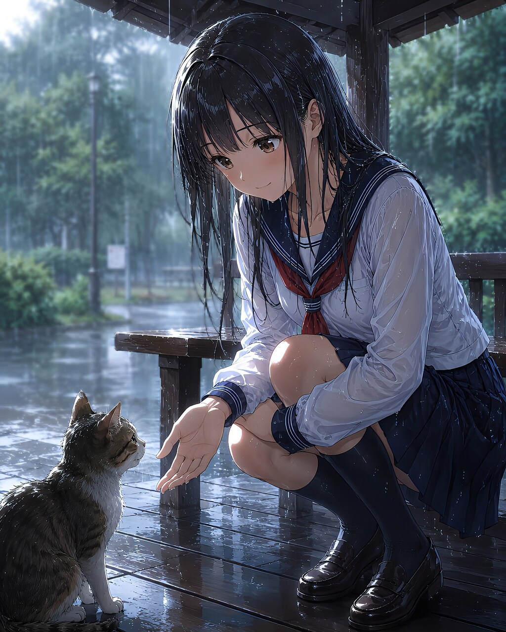 ♀️キミも雨宿り？