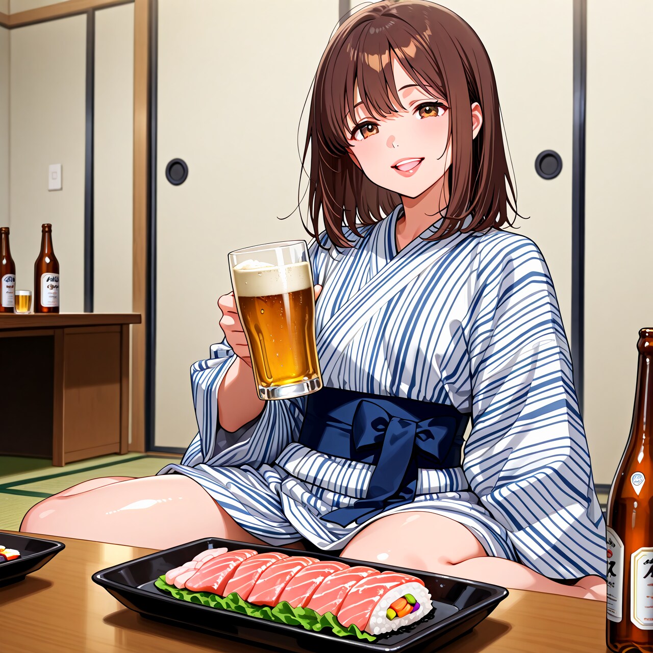 旅館の夕飯＋ビール