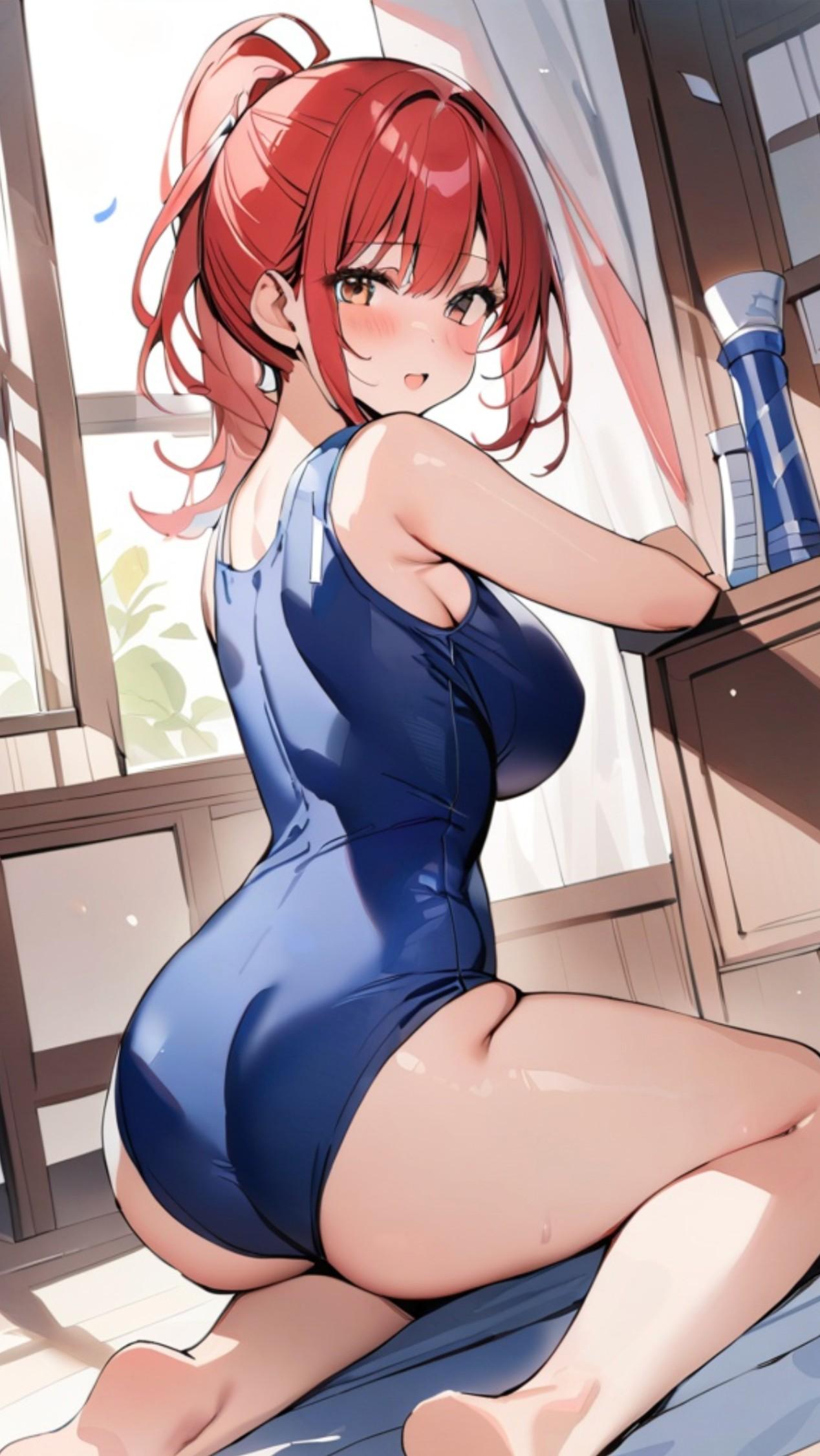 スク水の赤髪ちゃん