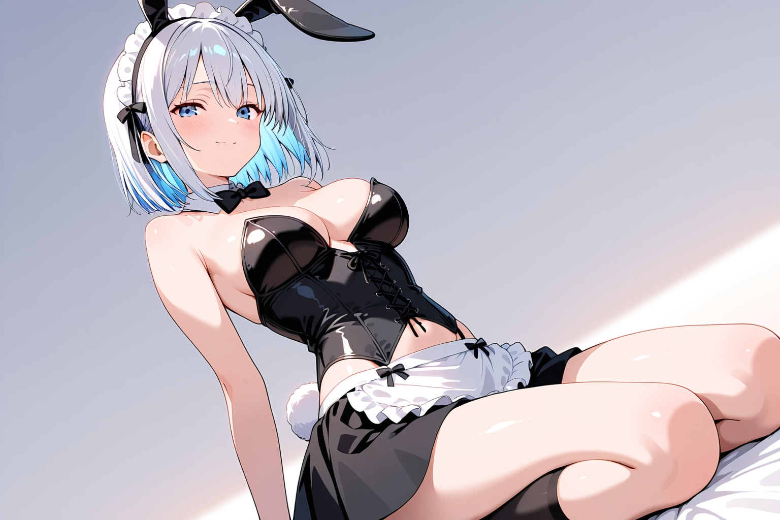元気な銀髪ちゃん49『メイドバニー＋正座ポーズ』