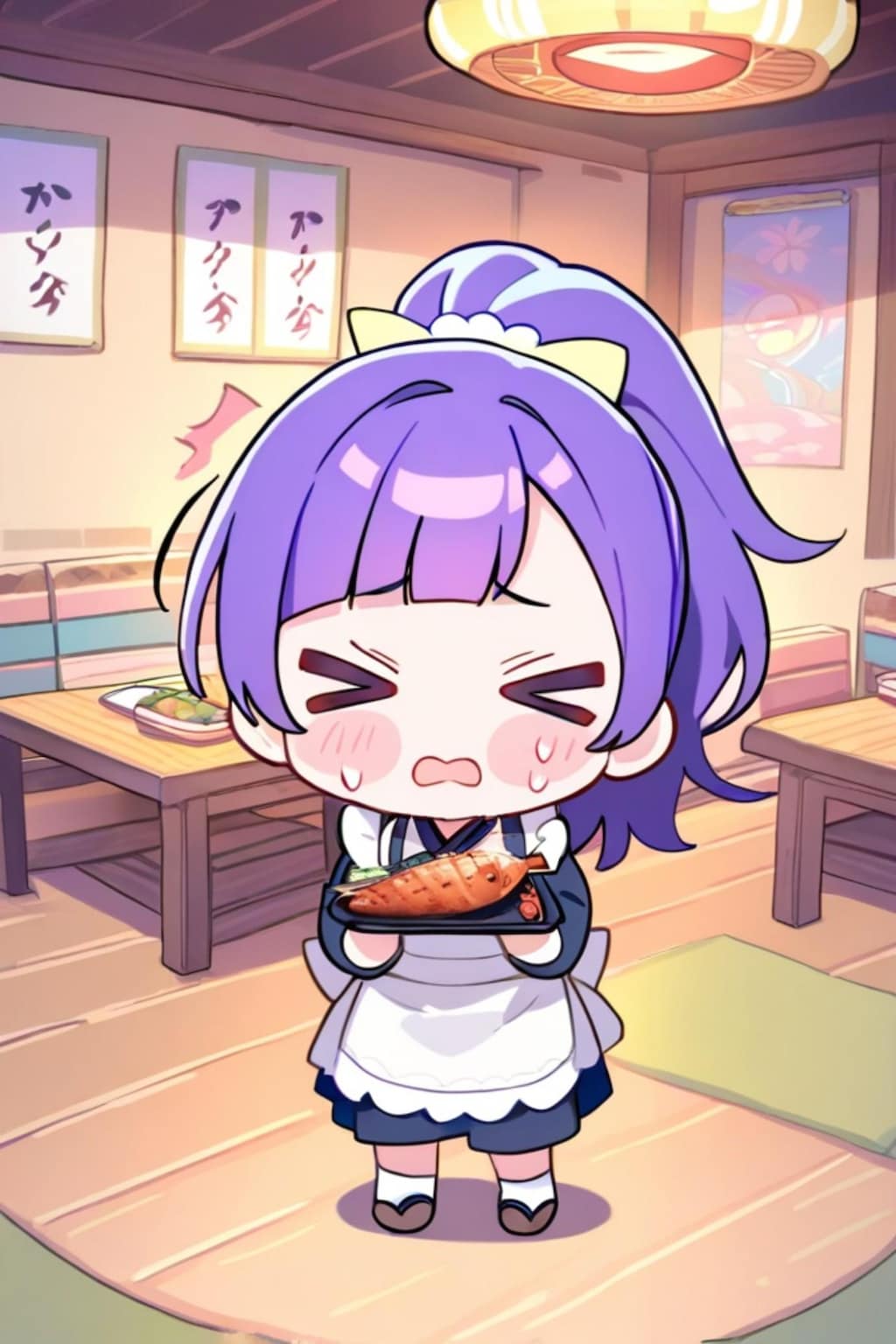 働く紫髪ちゃん