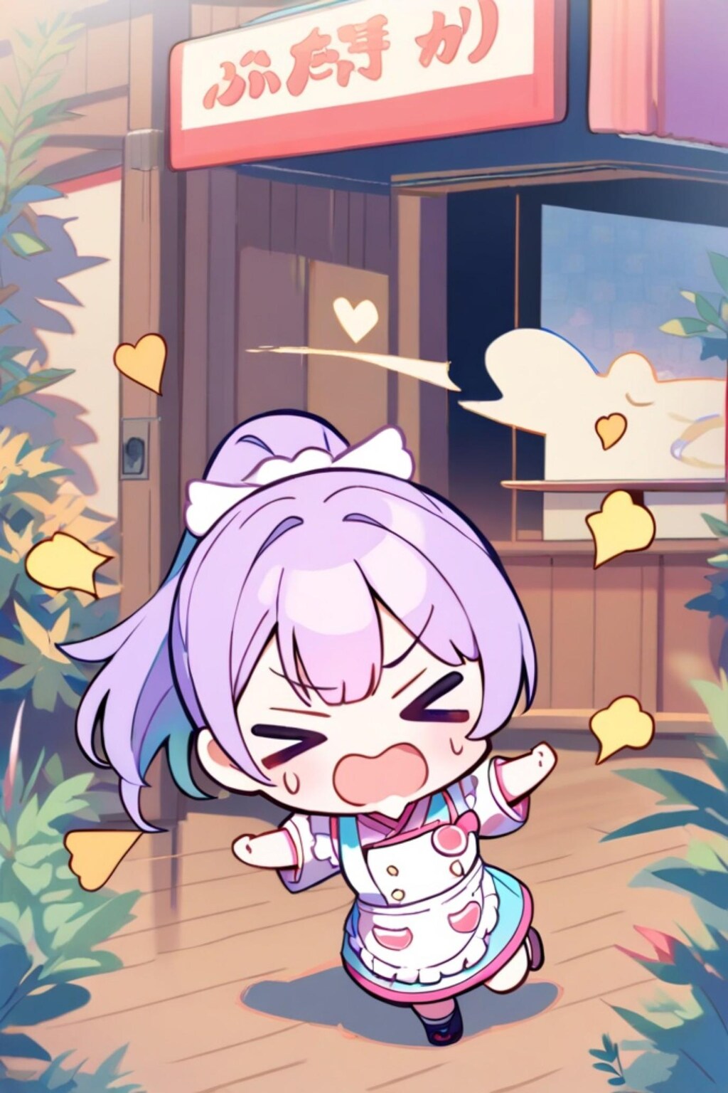 働く紫髪ちゃん