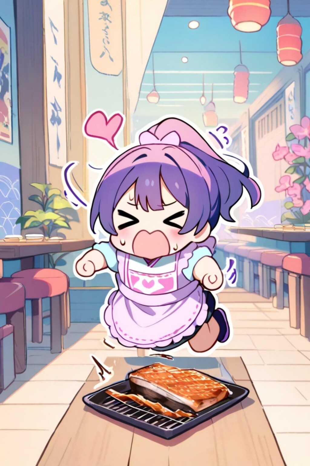 働く紫髪ちゃん