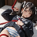◆仮想女子構成_001_02:黒セーラーと縄としまパン 2枚目