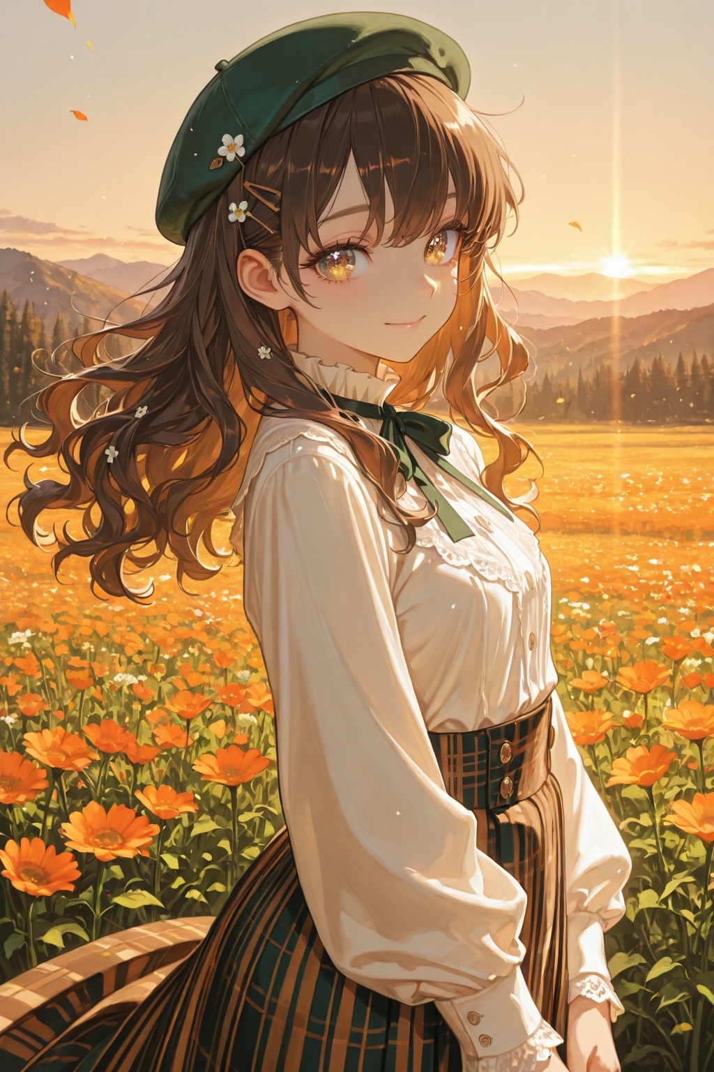 花畑に佇む森ガーリー。