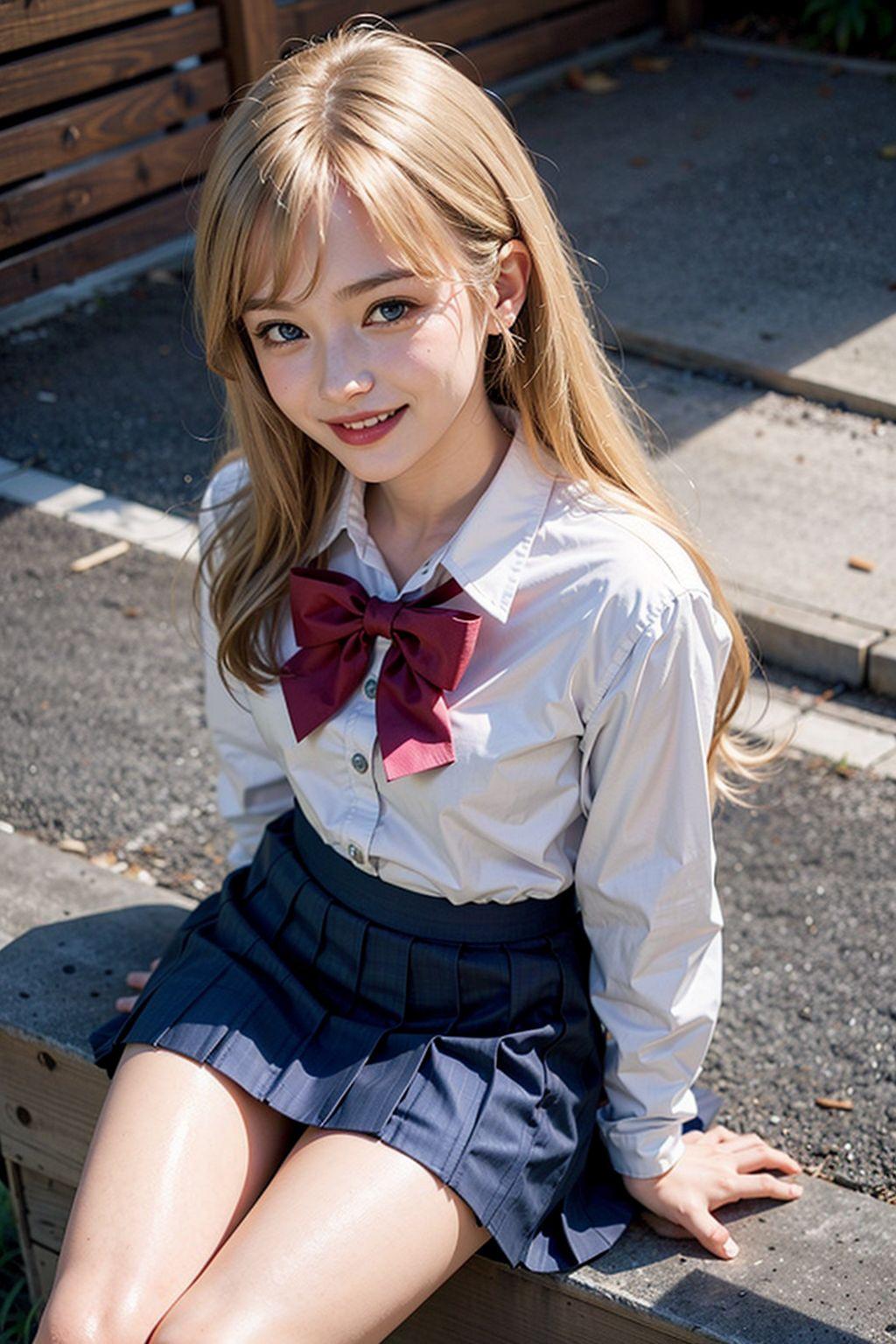AIイラスト白ギャル貧乳ロリ顔　エロ画像　18歳女子校生海外コスプレイヤー　「お父さんのチンポを見ると、とても安心します！」