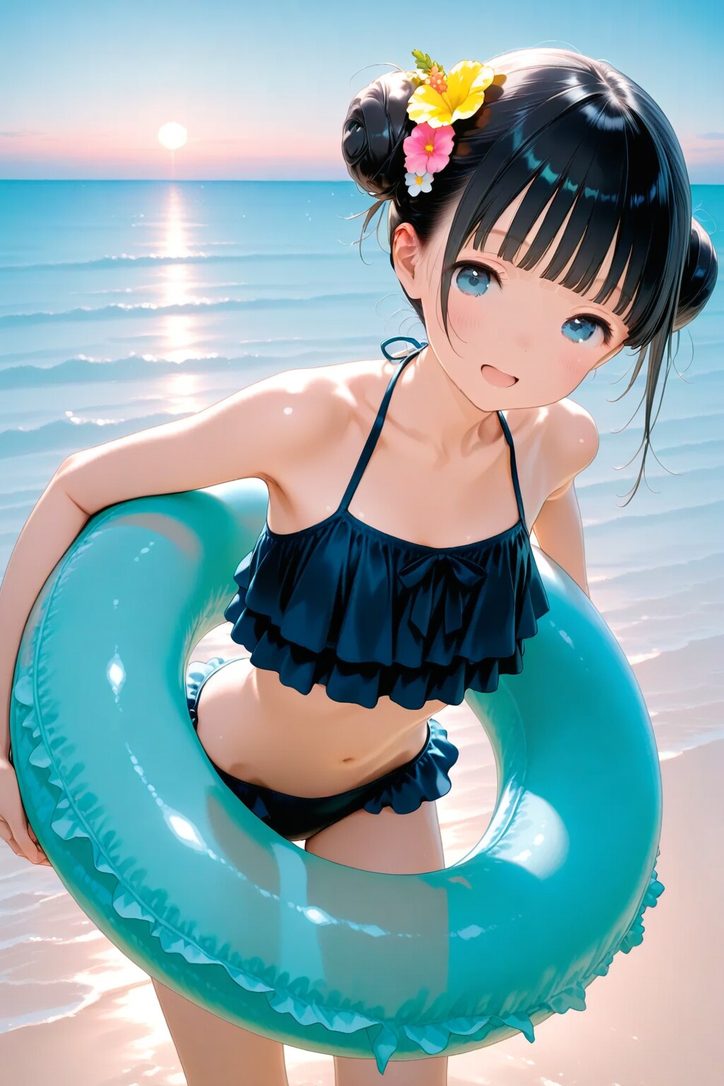 朝のビーチのおだんごちゃん🍡✨