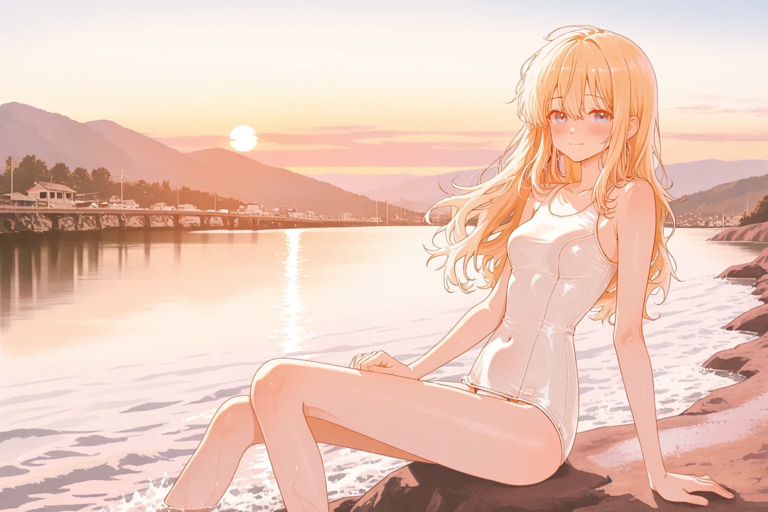 メコン川の夕陽とちちぷいちゃん