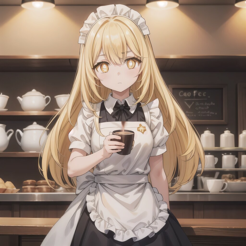 金髪ロングでカフェの少女６