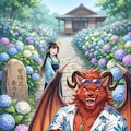 紫陽花に赤の王 2枚目