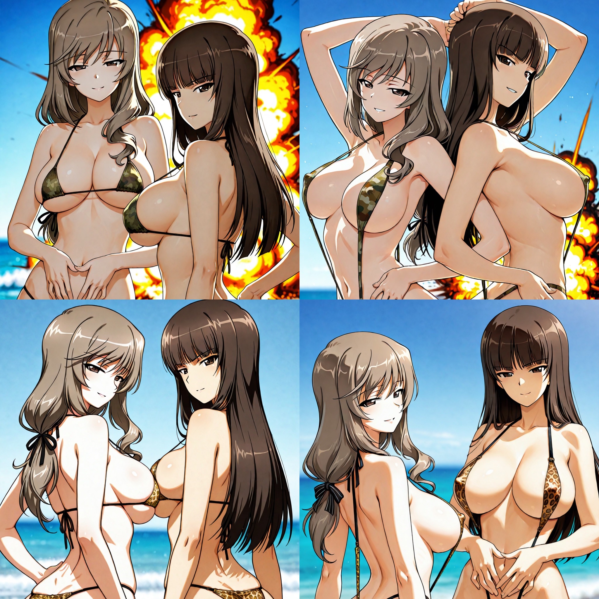 母の日際どい水着で家元コンビ👙😍