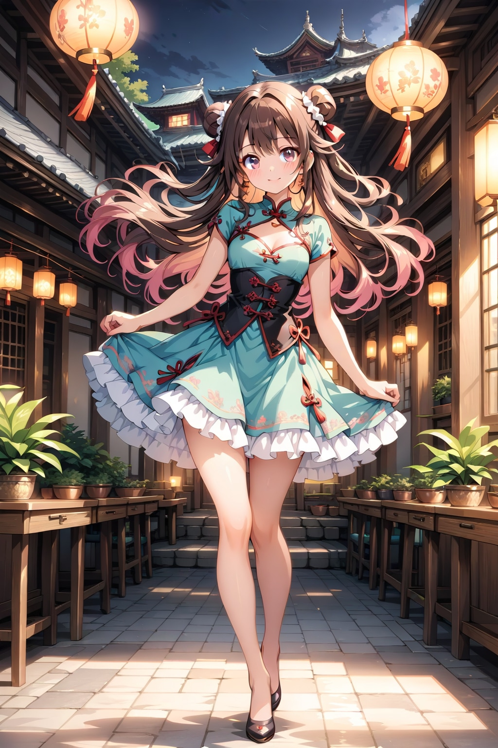チャイナ風フリルドレス