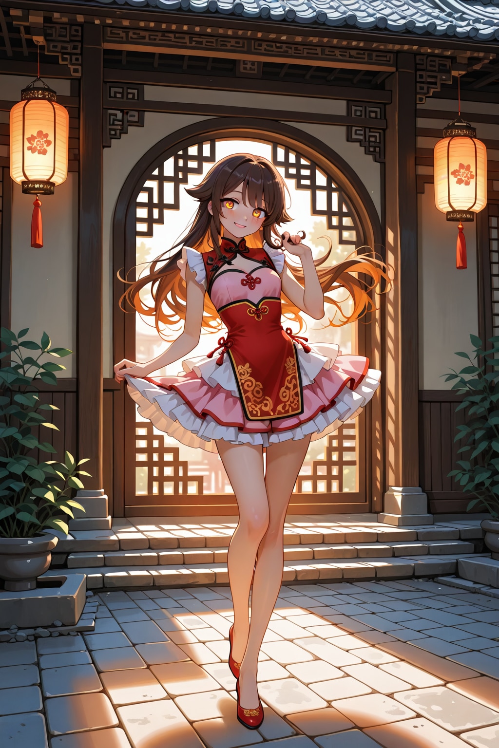 チャイナ風フリルドレス