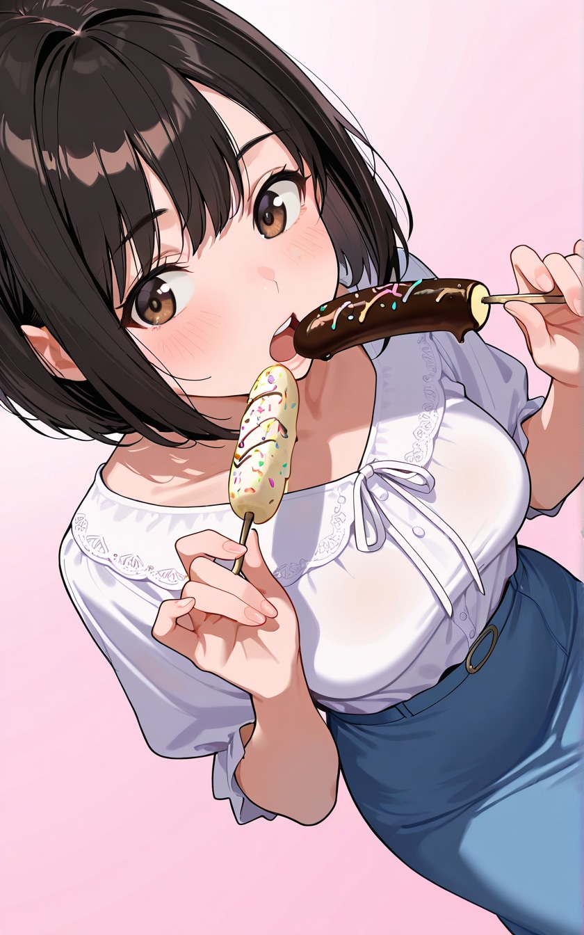 チョコバナナを食べてるだけ